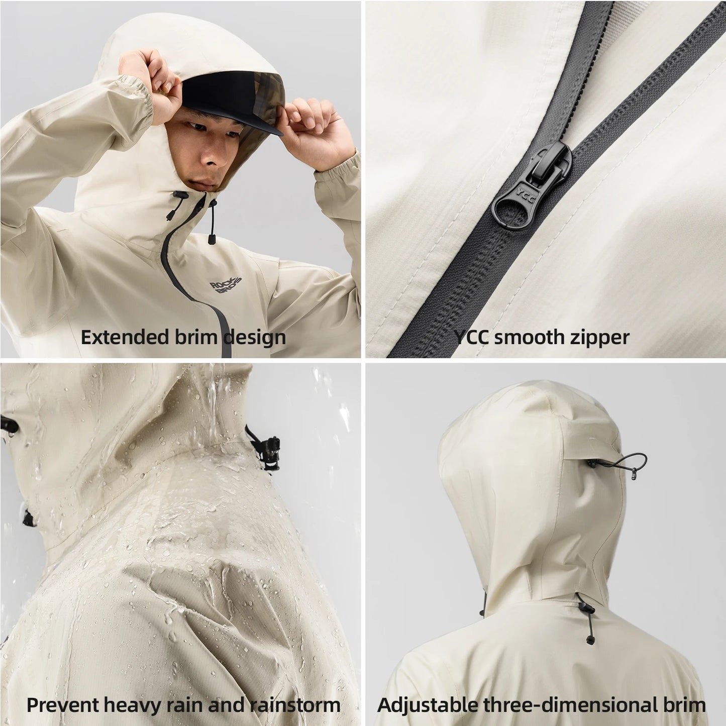 ROCKBROS Cycling Raincoat Hooded Jacket Waterproof