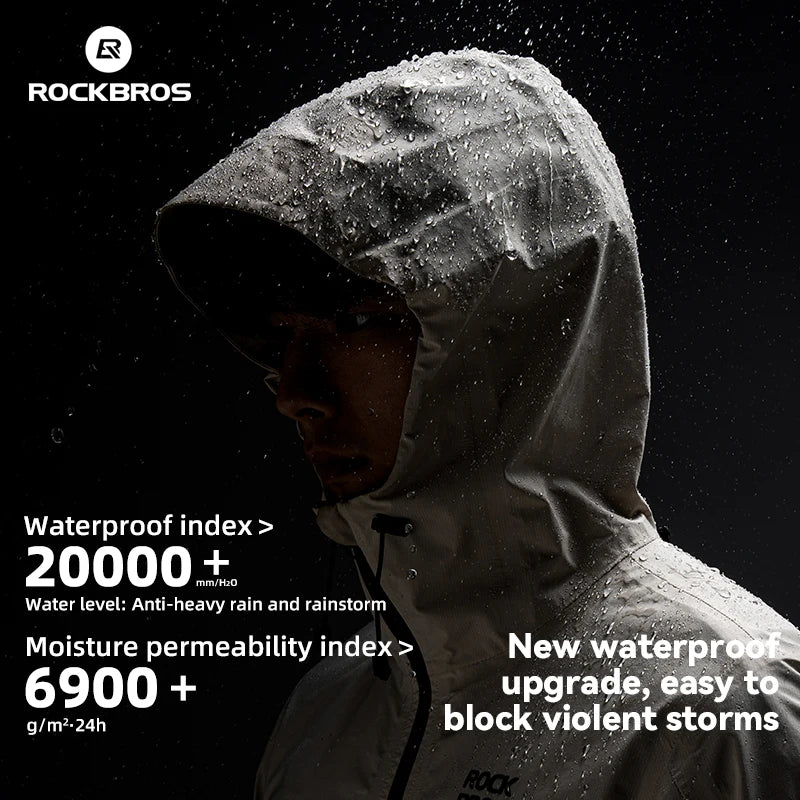 ROCKBROS Cycling Raincoat Hooded Jacket Waterproof