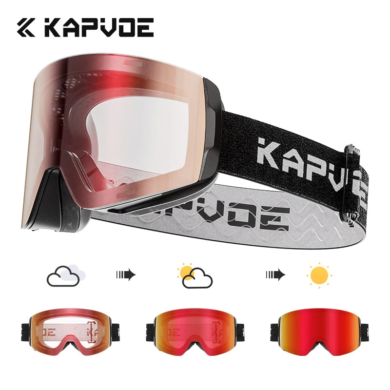 Kapvoe Photochromic Snow Goggles Ski Snowboard Anti-Fog Mask