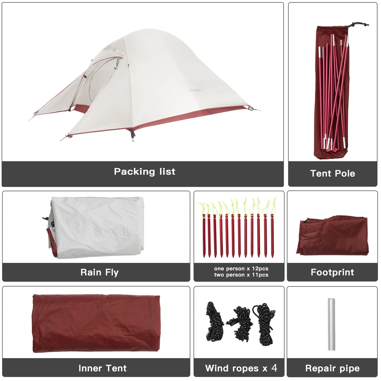 BISINNA Ultralight Camping Tent Backpack Tent 20D Nylon Waterproof